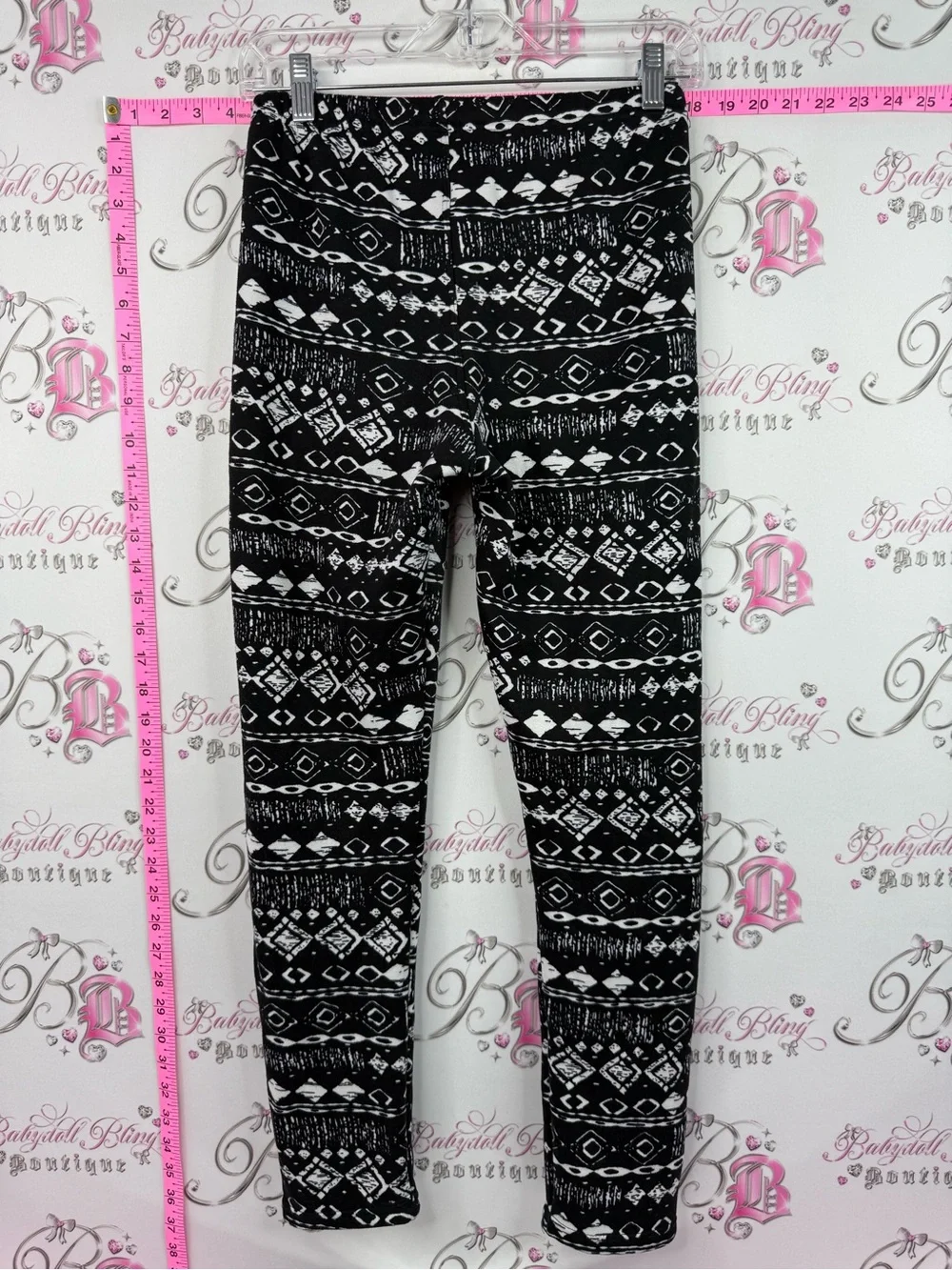 Just cozy fleece Black & White Aztec Print Leggings - Women's Stretch Leggings - Picture 2 of 8